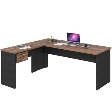 Imagem de Mesa Para Escritório Home Office em L Diretor W30 C01 180x160cm Nogal 