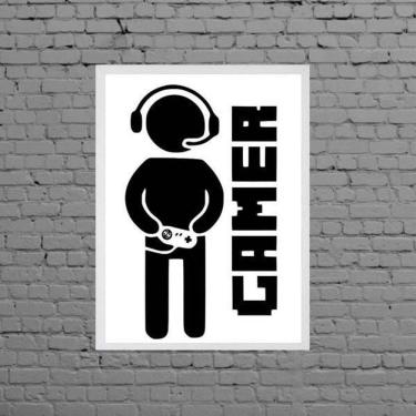 Imagem de Quadro Decorativo Gamer 33X24Cm Moldura Branca