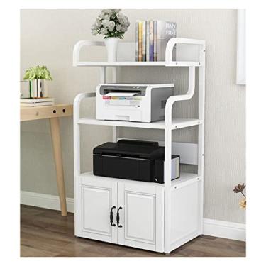 Imagem de VHDY85KA Suporte multifuncional para impressora multifuncional para leitor de mídia, scanner, arquivos, livros, micro-ondas, cozinha, sala de estar, escritório, 4 camadas, branco para escritório