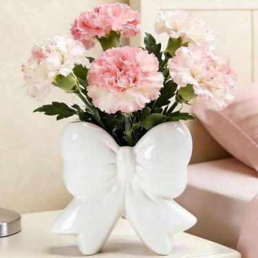 Imagem de Disoza Vaso de cerâmica branca para centros de mesa minimalista vaso bege flores tulipa pampas vaso de flores vaso de flores moderno vaso decorativo bonito para mesa prateleira de banheiro