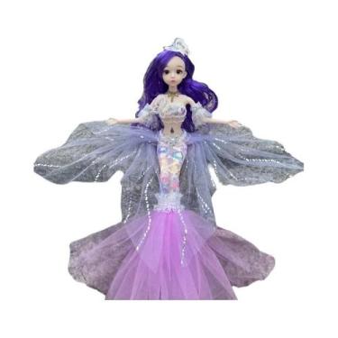 Imagem de Boneca Sereia De 45cm Com Olhos Azuis, Vestido De Princesa, Brinquedo 