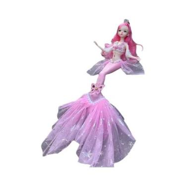 Imagem de Boneca Sereia De 45cm Com Olhos Azuis, Vestido De Princesa, Brinquedo 
