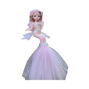 Imagem de Boneca Sereia De 45cm Com Olhos Azuis, Vestido De Princesa, Brinquedo 