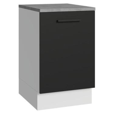 Imagem de Balcão de Cozinha 50cm 1 Porta Branco/Preto Agata Madesa, Branco/Preto