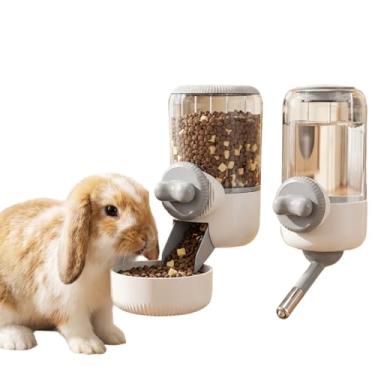 Imagem de Dispensador automático de água e ração para animais de estimação, conjunto de garrafas de água para animais de estimação com rolamento de esferas, adequado para gaiolas e estações de alimentação