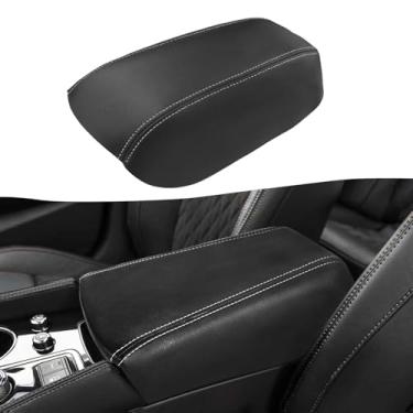 Imagem de KBH Capa de substituição do apoio de braço do console central para Nissan Maxima 2016-2023, estofamento da tampa do descanso do braço do carro, couro vinil, ponto preto-cinza (apenas parte de couro)