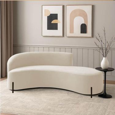 Imagem de Sofá 4 Lugares Orgânico 220cm Pé Preto Morgan Cotelê Ext/veludo D03 - D`rossi Cor Bege