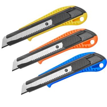 Imagem de DOWELL Faca utilitária retrátil para cortar caixas de papelão de couro (3 cores)