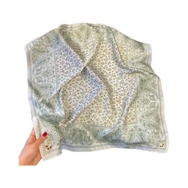 Imagem de Lenço De Seda Feminino 70x70cm Com Estampa Paisley, Xale Quadrado De L