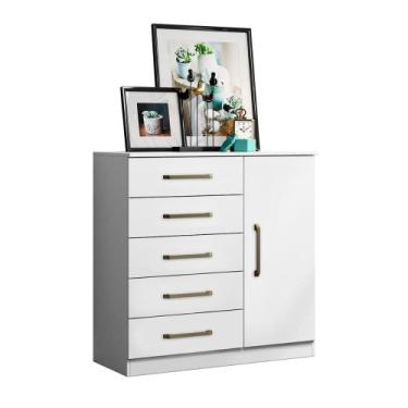 Imagem de Comoda Milão Quarto com 5 Gavetas e 1 Porta Funcional - Aramóveis, Bra
