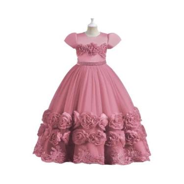 Imagem de Vestido De Princesa Com Flores Para Meninas, Vestido De Festa De Natal