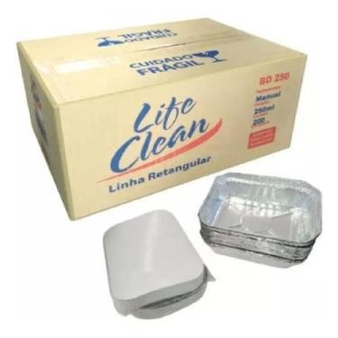 Imagem de Bandeja De Aluminio Retangular 250ml Life Clean Com 200 Unidades