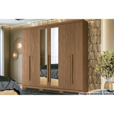Imagem de Guarda Roupa Casal 6 Portas E 4 Gavetas C/ Espelho E Pés Buriti Jatoba - Santos Andirá