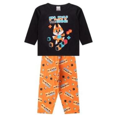Imagem de Pijama Menino Manga Longa Brilha No Escuro Kappes Preto-Masculino