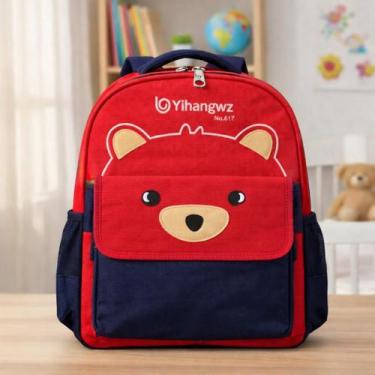 Imagem de Mochila Escolar Infantil Flexível com Estojo Estampa Urso Cor:Azul Mar