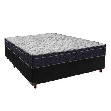 Imagem de Cama Box Preto + Colchão Casal Airtech 150 Ortobom