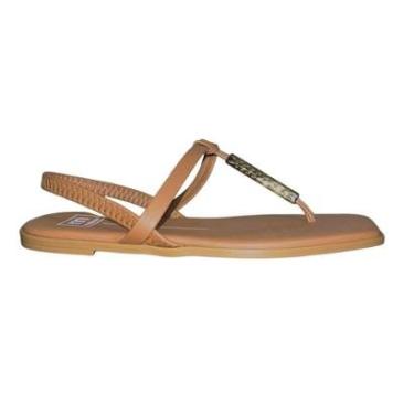 Imagem de Sandália Rasteira Aplique Metálico Feminino Moleca 5560.102 Marrom-Feminino