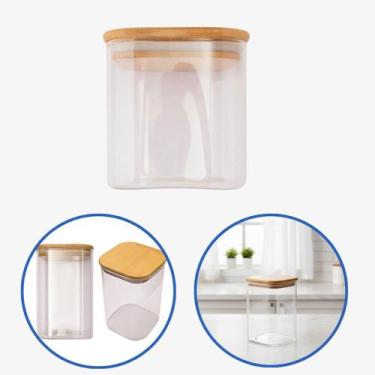 Imagem de Pote Vidro Borossilicato Hermético Tampa Bambu 750ML - FLASHGOODS