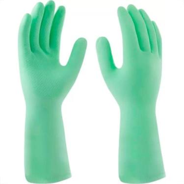 Imagem de Luva Borracha Mucambo Verde Pro 250 Forrada Antiderrapante - 7-M - Kit