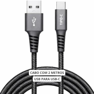 Imagem de Cabo USB-C 2 Metros 60W Turbo PD 3.0 QC 4.0 — Nylon Trançado Reforçado Antidobra para iPhone 15/16, Samsung Galaxy, Xiaomi, Notebook, MacBook | Carregamento Rápido e Transferência de Dados