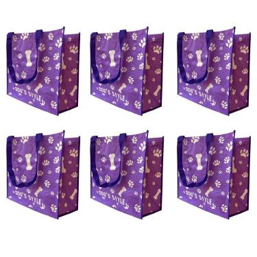 Imagem de Bolsa Ecobag Kit 6 Uni Sacola Ecologica De Ombro Dobravel Reciclavel Compras Mercado