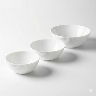 Imagem de Kit 3 Tigelas Bowl de vidro Branco 290ml/420ml/1litro Envio Protegido 