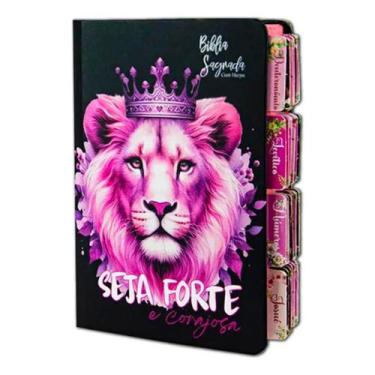 Imagem de Bíblia Sagrada Evangélica Com Índice Abas Adesivas Seja Forte e Corajo