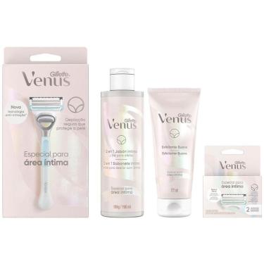 Imagem de Kit Depilação Vênus Gillette Creme Esfoliante Aparelho de Depilação + Carga + Sabonete Íntimo-Feminino
