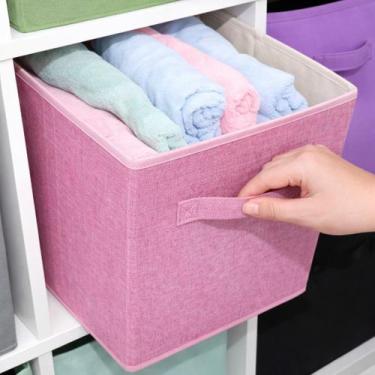 Imagem de Caixa Organizadora Dobrável Quadrada Grande Nicho Estante 33x33x33 Com