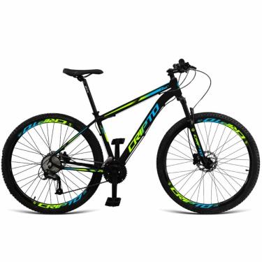 Imagem de Bicicleta Aro 29 Cripto 24 Marchas Freios Disco E Suspensão - Preto-verde E Azul - 21