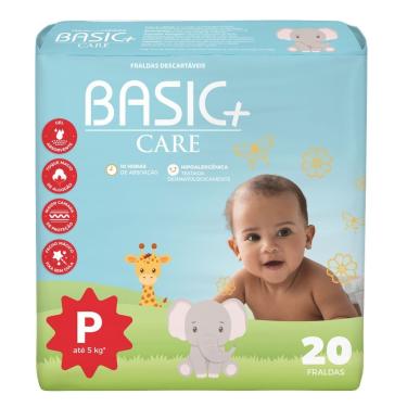Imagem de Fralda Descartável 20 Unidades P Basic+ Care 10h de Proteção