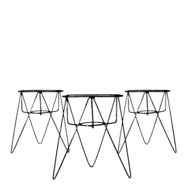 Imagem de Kit 3 Suporte Tripé Alto de Ferro Reforçado para Plantas, Vasos de Boca 21 com Fundo e...