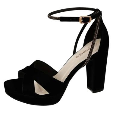 Imagem de Sandalia Feminina Confortavel Strass Salto Alto Bloco Bebece