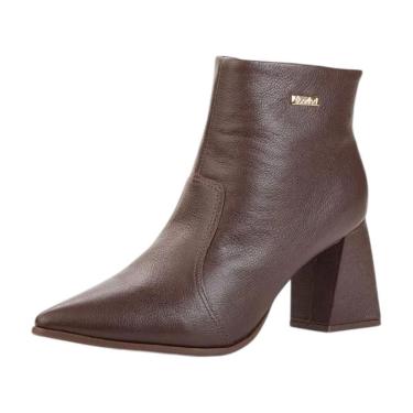 Imagem de Bota Feminina Salto Medio Bloco Couro Confortavel Bebece