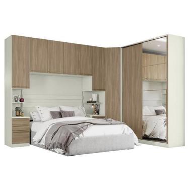 Imagem de Quarto Modulado Casal Seletto 5 Peças 2 Portas Deslizante Areia/Jequit