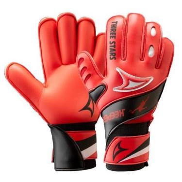 Imagem de Luva de Goleiro Juvenil Three Stars Keeper, Vermelho, Preto, GRANDE = 