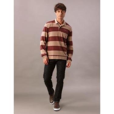 Imagem de Polo Manga Longa Calvin Klein Jeans Masculino Rugby Listrada - Caqui Medio-Masculino