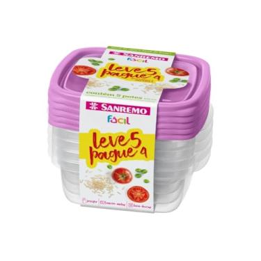 Imagem de Sanremo - Conjunto de 5 Potes Plástico Hermético de 530 ml, Linha Fácil