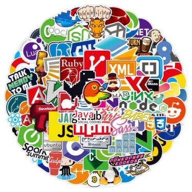 Imagem de Adesivos: 108 peças, programador, codificação, vinil impermeável - yiw
