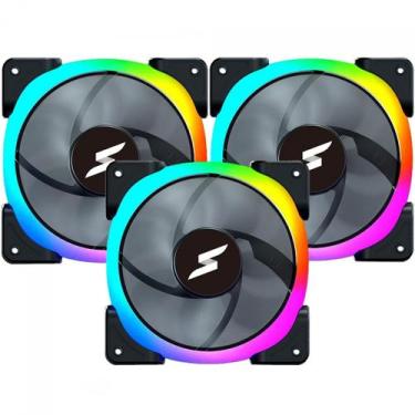 Imagem de Kit Fan Com 3 Unidades SuperFrame Lokus 2.0 ARGB 120mm Black SF05 2.0