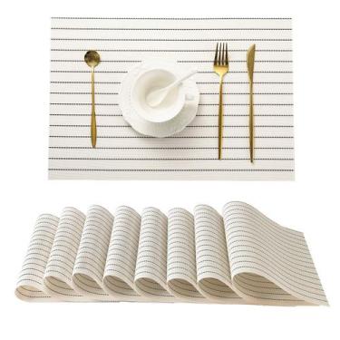 Imagem de Placemats Leetaltree White com listras pretas, conjunto de 8 peças de 