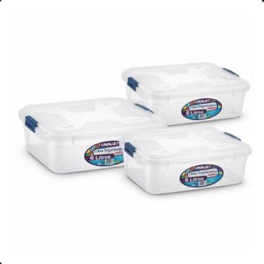 Imagem de Caixa Organizadora Transparente 6 Litros Plástica Com Travas e Tampa E