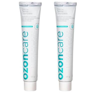 Imagem de Kit 2 Creme Dental Ozonizado Natural Vegano Menta Sem Flúor Prevenção 