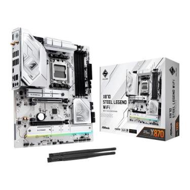 Imagem de Placa-Mãe ASRock X870 Steel Legend, AMD, ATX, AM5, DDR5, WiFi, Branco 