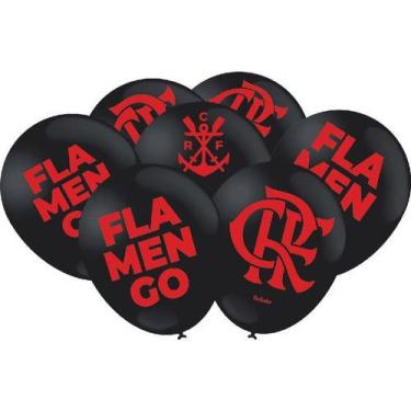 Imagem de Balão Bexiga 9 Festa Decoração Flamengo Preto 25 Und - Festcolor