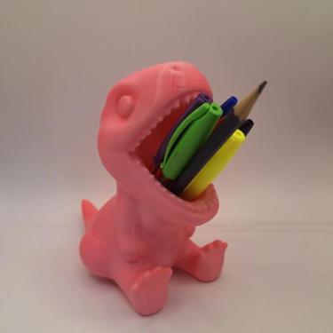 Imagem de Porta Canetas E Lapis Dino Fofo Fofinho Mesa V2 Rosa Pote - Genérica