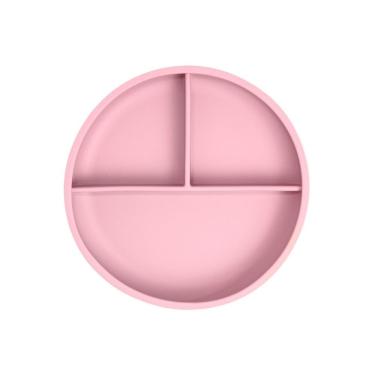 Imagem de Prato Alimentação Infantil Bebê Freso Baby Silicone Livre Bpa Com Ventosa E Divisória Blw Bliss Rosa