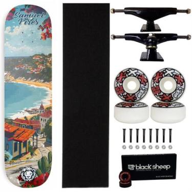 Imagem de Skate Lyons Maple Montado 8.0 Profissional Next 53mm Abec 15 Cor:Azul,