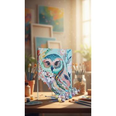 Imagem de Kit Pintura Numerada Terapêutica Coruja Completo - Congratulations Sto