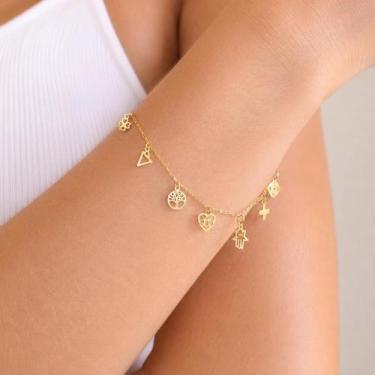 Imagem de Pulseira Ouro 18k Feminina Proteção e Sorte - S. Demór Joias